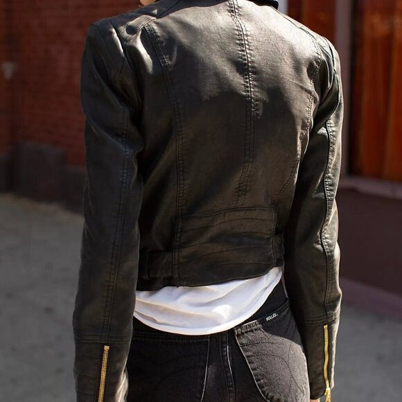 Free People Melrose Vegan Leather Moto Jacket Size XS - Picture 3 of 15